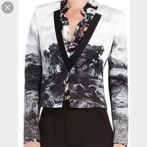 BCBG Tailored Blazer Sz Sm - Black/White Printed